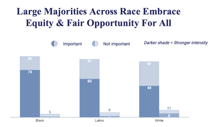 large majorities across race embrace equity and fair opportunity for all