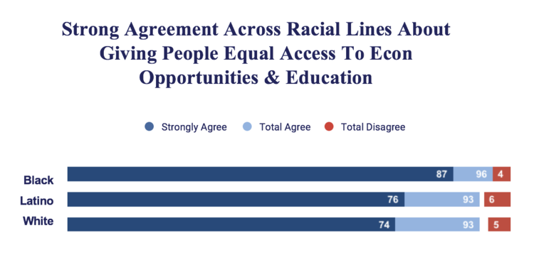 strong agreement across racial lines about giving people access to econ opportunities and education